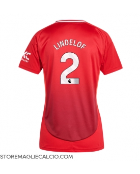 Manchester United Victor Lindelof #2 Maglia Gara Casa Repliche 2024-25 Donna Maniche Corte